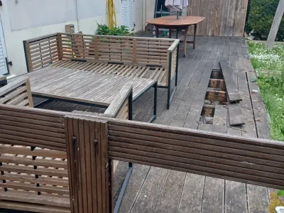Terrasse bois existante avec garde-corps avant réaménagement